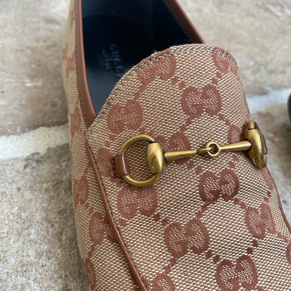 Authentic Gucci Canvas Monogram Jordaan Loafers - Picture 4 of 6